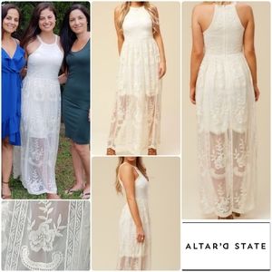 Altar'd State Ivory Lace Maxi Dress, Medium